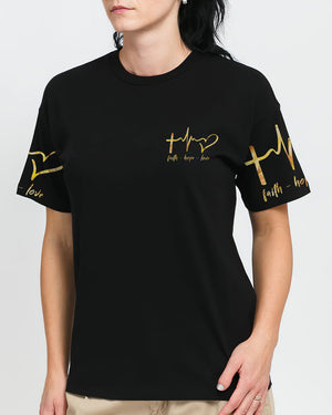Faith Lion Cross Flag Women's All Over Print Shirt - Ri2406232