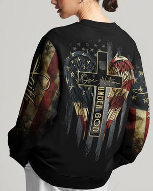 One Nation Under God Vintage Flag Women's All Over Print Shirt - Ri2406233
