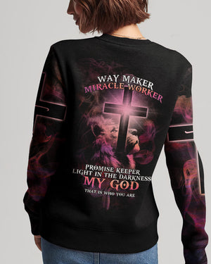 Way Maker Miracle Worker Lion Cross Pink Women's All Over Print Shirt - Tltm2406233