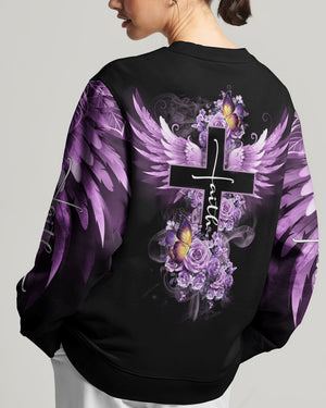 Faith Butterfly Purple Rose Women's All Over Print Shirt - Tltm2406234