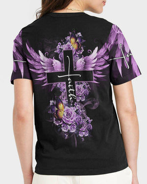 Faith Butterfly Purple Rose Women's All Over Print Shirt - Tltm2406234