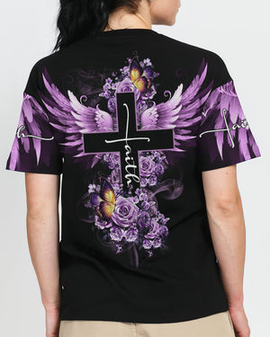 Faith Butterfly Purple Rose Women's All Over Print Shirt - Tltm2406234
