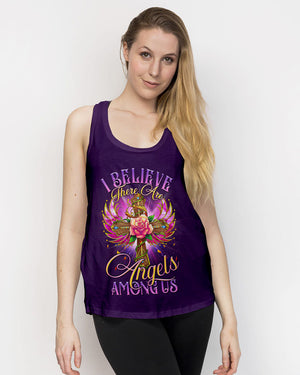 I Believe There Are Angels Among Us Cross Rose Wings Women's All Over Print Shirt - Tltr0307234