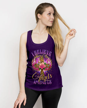 I Believe There Are Angels Among Us Cross Rose Wings Women's All Over Print Shirt - Tltr0307234