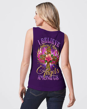 I Believe There Are Angels Among Us Cross Rose Wings Women's All Over Print Shirt - Tltr0307234