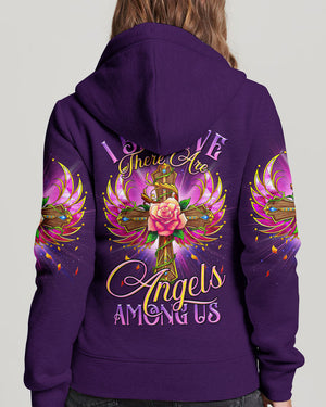 I Believe There Are Angels Among Us Cross Rose Wings Women's All Over Print Shirt - Tltr0307234