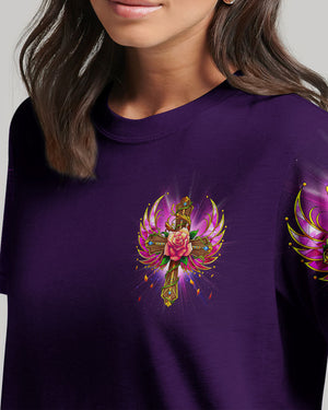 I Believe There Are Angels Among Us Cross Rose Wings Women's All Over Print Shirt - Tltr0307234