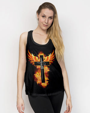 Faith Cross Rose Wings Arm Women's All Over Print Shirt - Tlty2506238