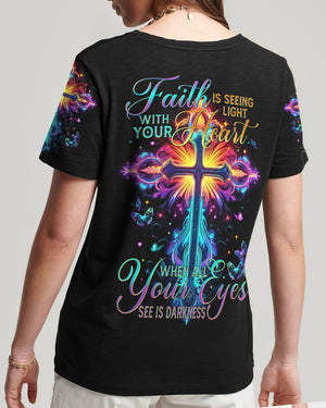 Faith Is Seeing Light With Your Heart Women's All Over Print Shirt - Tytm2706233