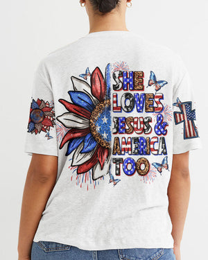 She Loves Jesus and America Women's All Over Print Shirt - Yhln0307234