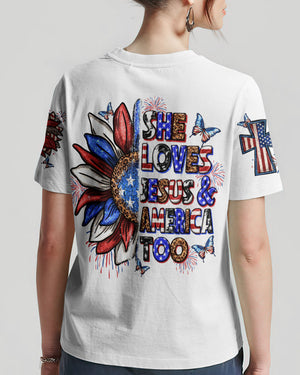 She Loves Jesus and America Women's All Over Print Shirt - Yhln0307234