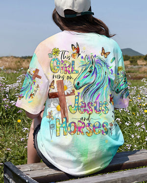 Runs On Jesus And Horses Women's All Over Print Shirt - Tlno2909233