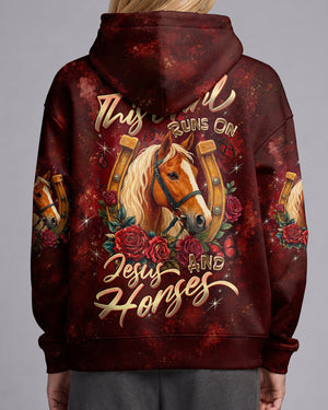 This Girl Runs On Jesus And Horses Women's All Over Print Shirt - Tltw2807261