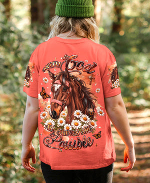 With God All Things Are Possible Horse Women's All Over Print Shirt - Tlhg0207263