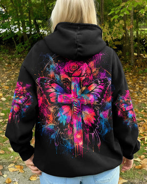 Faith Butterfly Rose Cross Women's All Over Print - Tlhg0805263