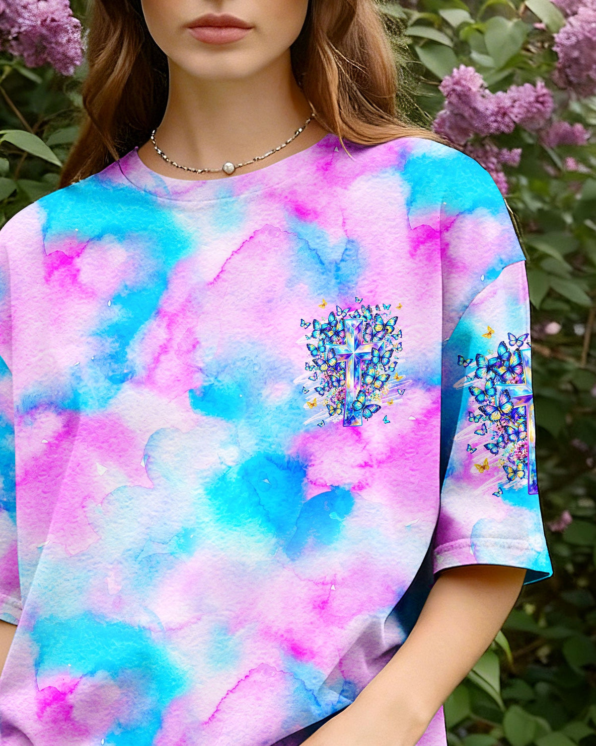 With God All Things Are Possible Cross Butterflies Women's All Over Print Shirt - Tyln2406263