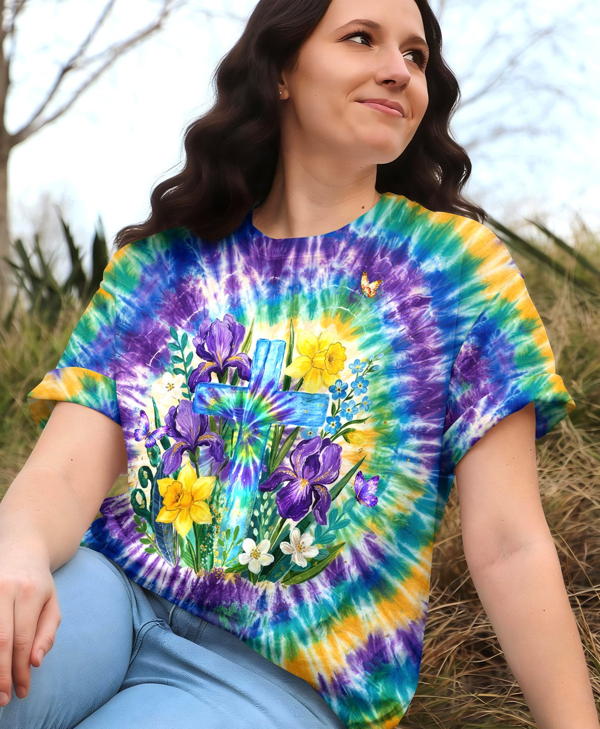 Lord Stood With Me Cross Floral Swirl Women's All Over Print Shirt - Tlhg0607263