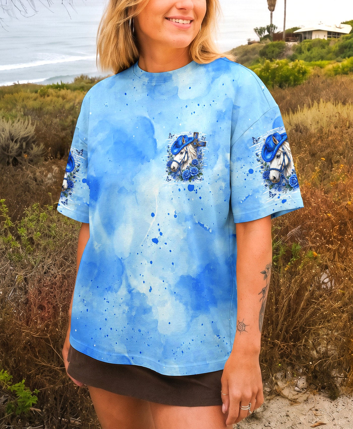 This Girl Runs On Jesus And Horses Women's All Over Print Shirt - Tlhg0307263