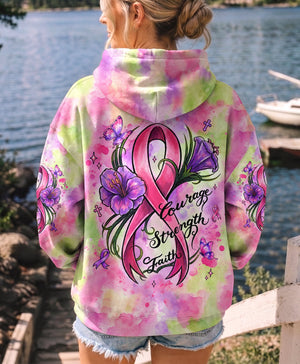 Courage Strength Faith Breast Cancer Awareness Women's All Over Print - Tlhg2407262