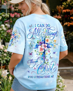 I Can Do All Things Cross Flowers Women's All Over Print Shirt - Tyln1606262