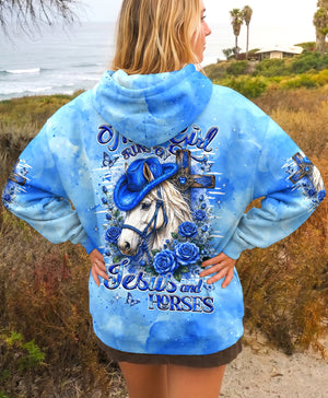 This Girl Runs On Jesus And Horses Women's All Over Print Shirt - Tlhg0307263