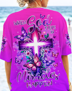 When God Steps In Miracles Happen Women's All Over Print Shirt - Tlnz1007242