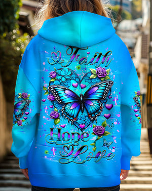 Faith Hope Love Butterfly Women's All Over Print Shirt - Yhhg1303253