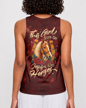 This Girl Runs On Jesus And Horses Women's All Over Print Shirt - Tltw2807261