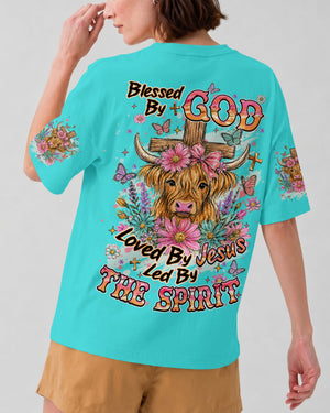 Blessed By God Highland Cow Women's All Over Print Shirt - Tlhn2807263
