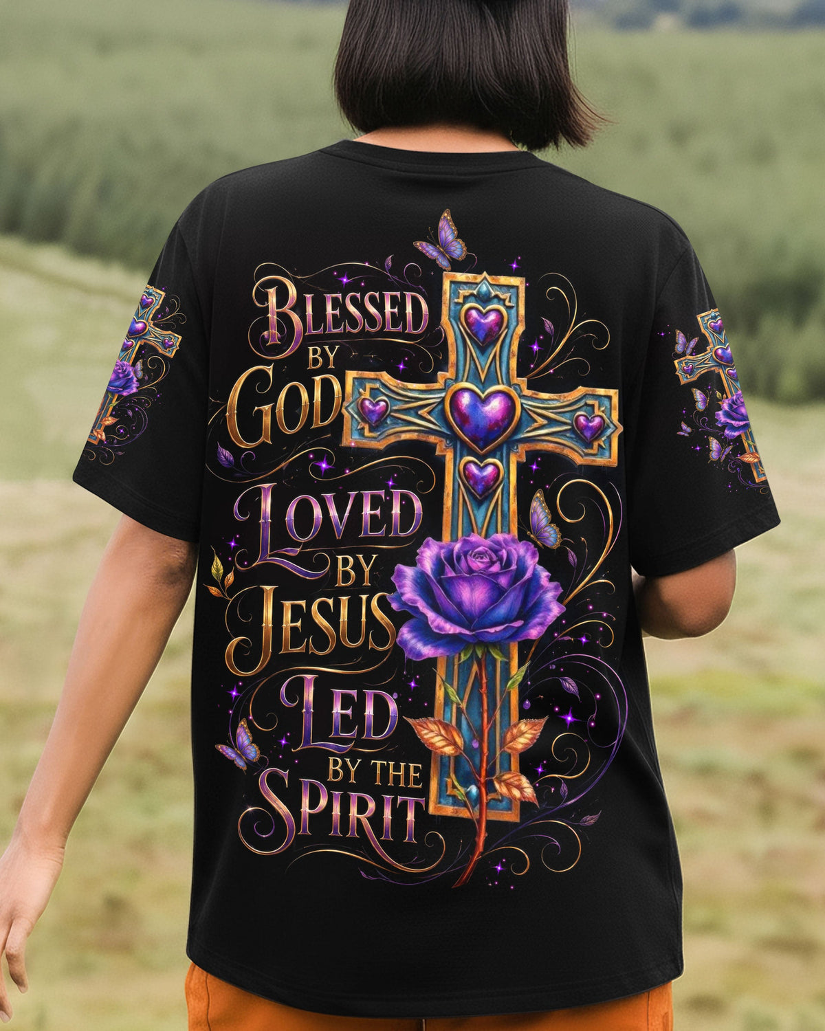 Blessed By God Cross Rose Women's All Over Print Shirt  - Tltw1205264