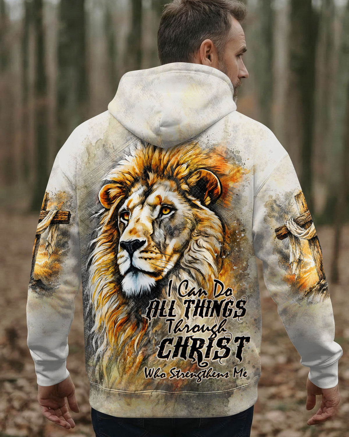 I Can Do All Things Through Christ Lion Cross Men's All Over Print  - Tltw2404264
