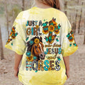 Just A Girl Who Loves Jesus And Horses Women's All Over Print Shirt - Tltw0807236