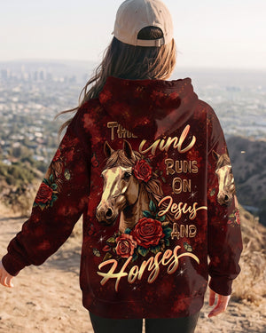 This Girl Runs On Jesus And Horses Women's All Over Print Shirt - Tltw0307268