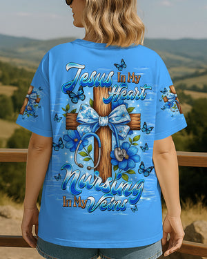 Jesus In My Heart Nursing In My Veins Women's All Over Print Shirt   - Tltw0708254