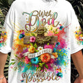 With God All Things Are Possible Flower Cross Women's All Over Print Shirt - Tlnt3105242
