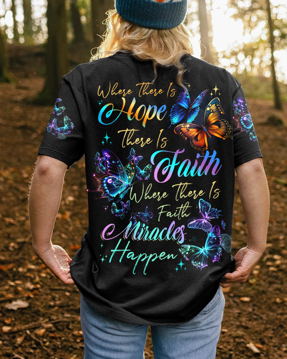 Where There Is Faith Miracles Happen Butterflies Women's All Over Print Shirt - Tytd2706231