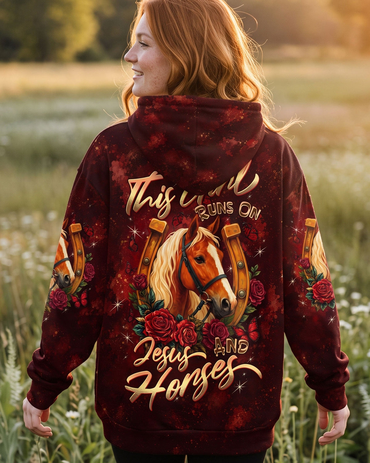 This Girl Runs On Jesus And Horses Women's All Over Print Shirt - Tltw2807261
