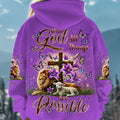 With God All Things Are Possible Lion Lamb Women's All Over Print Shirt  - Tlnt2201253