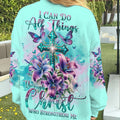 I Can Do All Things Through Christ Cross Lilies Flower Women's All Over Print Shirt - Tlnt2811234