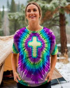 Cross Tie Dye Women's All Over Print Shirt - Tlnt1712251