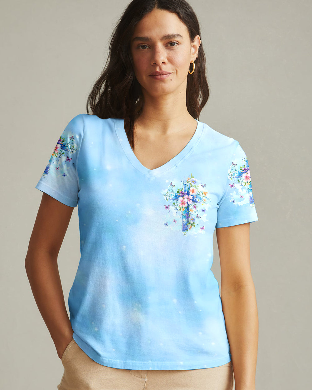 I Can Do All Things Cross Flowers Women's All Over Print Shirt - Tyln1606262