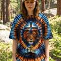 Lion Jesus Cross  Swirl  Women's All Over Print Shirt  - Tltw1202261