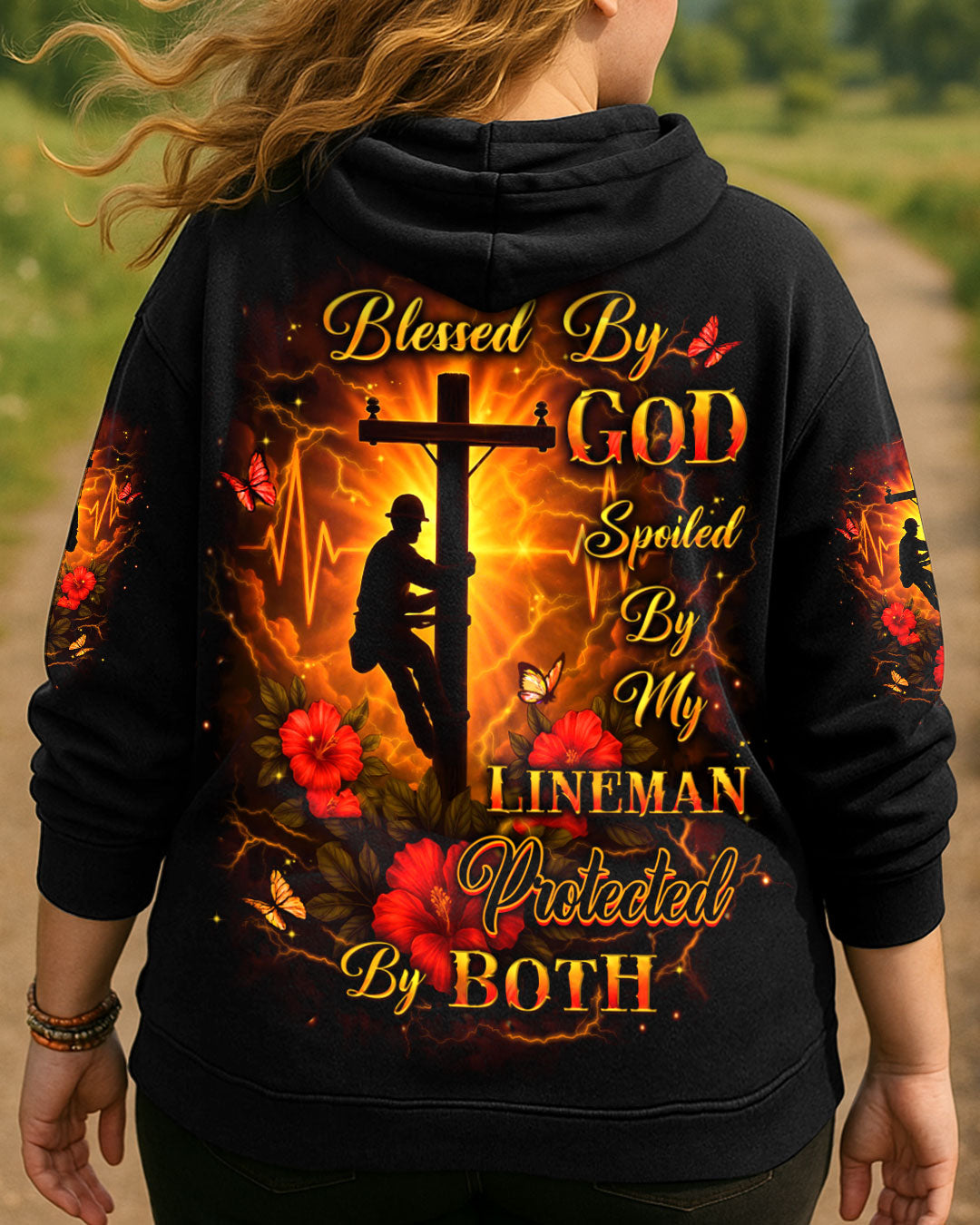 BLESSED BY GOD SPOILED BY MY LINEMAN ALL OVER PRINT - YHLT2907253