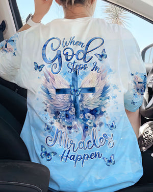 When God Steps In Miracles Happen Wings Women's All Over Print Shirt - Tlnt2504245