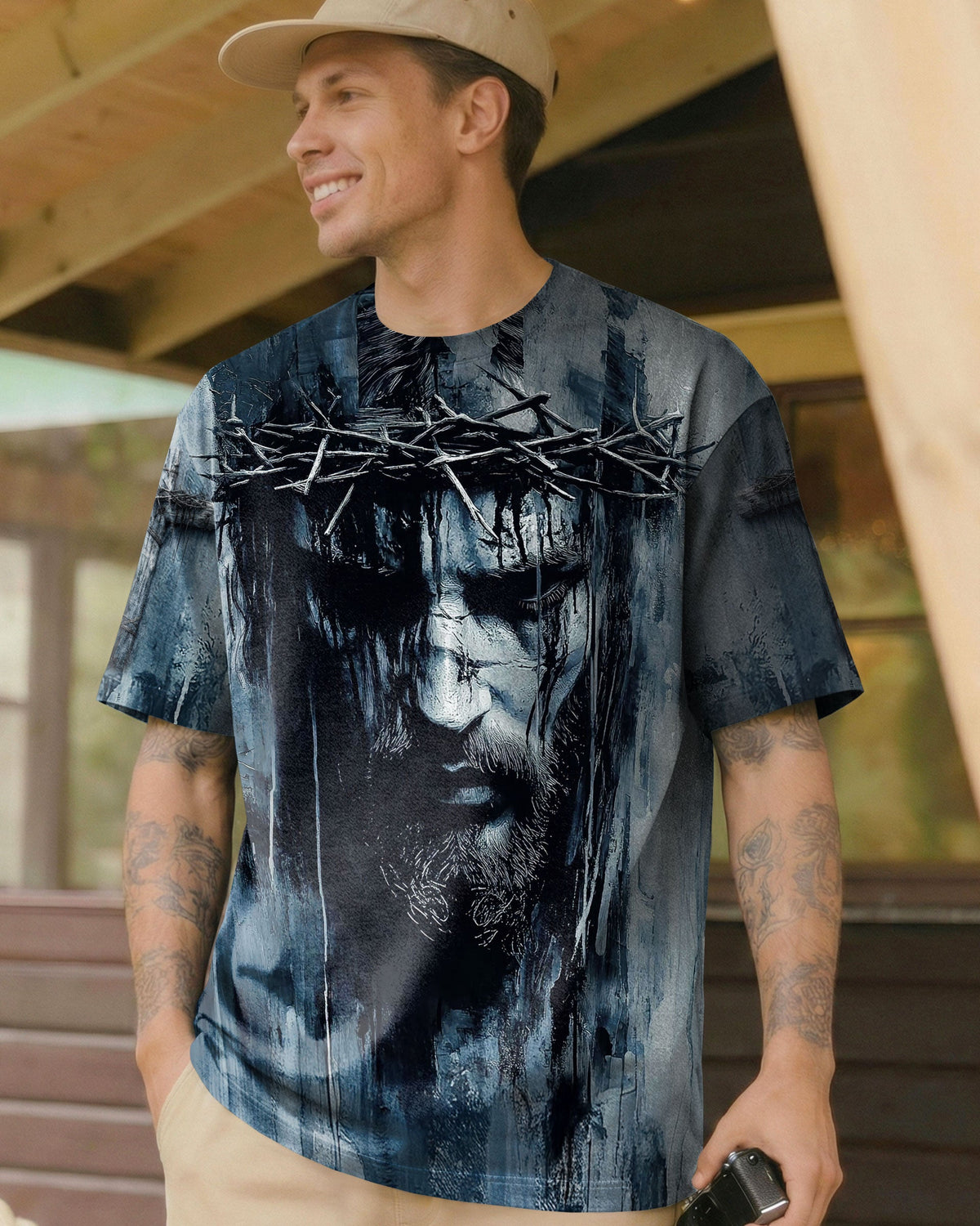 Jesus Is My Savior Lion  Watercolor Men's All Over Print Shirt -   Tlnt2303263