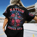 One Nation Under God Cross Rose Women's All Over Print Shirt - Tltr0407233