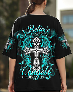 I Believe There Are Angels Among Us Cross Wings Women's All Over Print Shirt    - Tlnt1803252