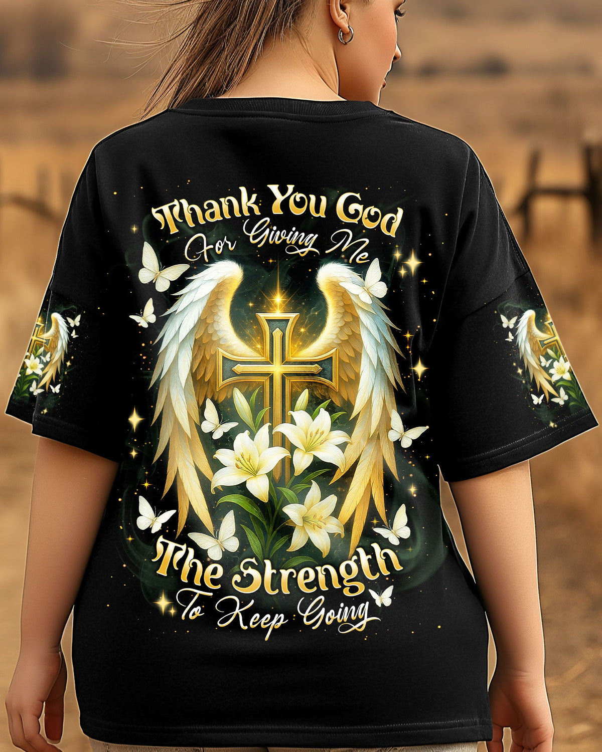 Thank You God Cross Wings Women's All Over Print Shirt    - Tlnt1804252
