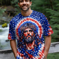 Jesus Halo Of Faith Red White & Blue Swirl Men's All Over Print Shirt  - Tltw2803261