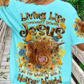 Living Life Somewhere Between Jesus Cow Women's All Over Print Shirt - Tltr2406241